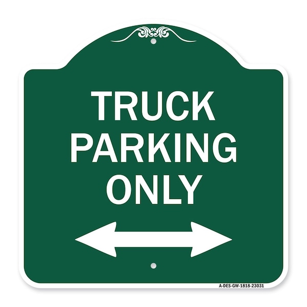 Reserved Parking Truck Parking W/ Bidirectional Arrow Heavy-Gauge Alum, 18" x 18", GW-1818-23031
